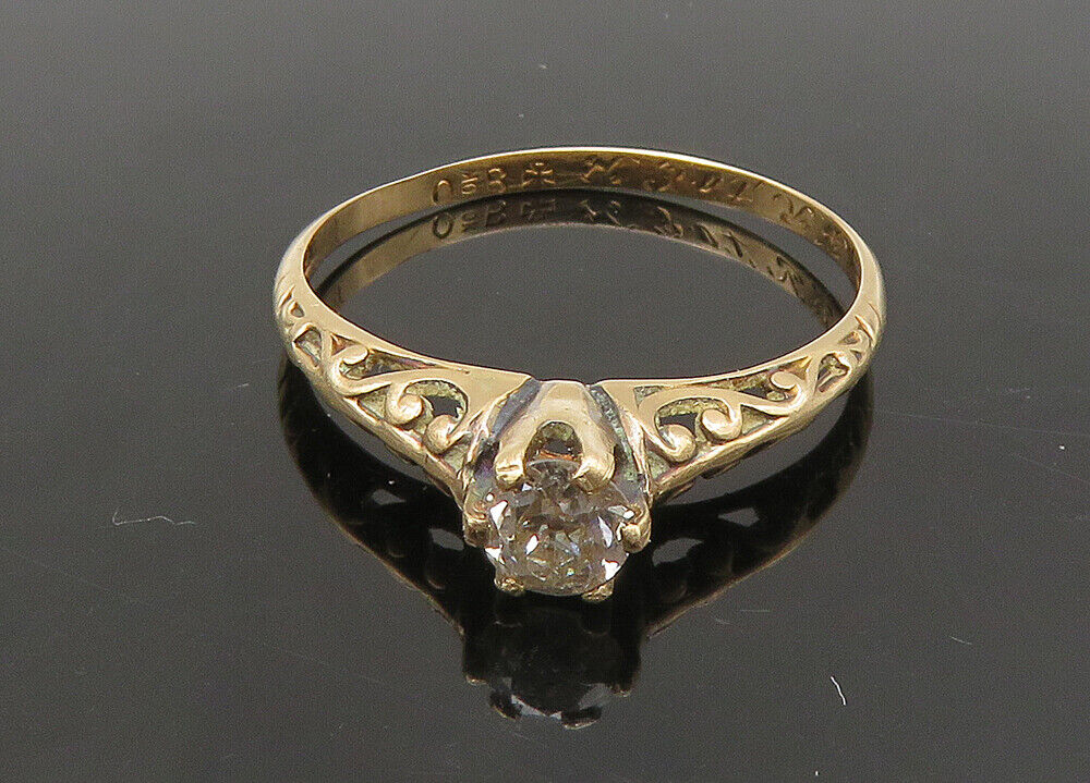 10K GOLD  Vintage Antique .35 Carat Genuine Diamond Band Ring Sz 7.25  GR140