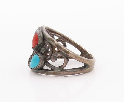 925 Sterling Silver Vintage Ring NAVAJO Drop Shape Turquoise  Sz 7  RG32541