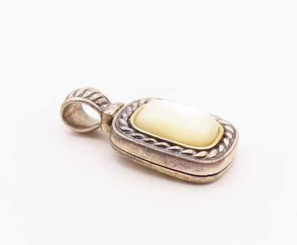 925 Sterling Silver & 14K GOLD  Vintage Mother Of Pearl Twist Pendant  PT18568