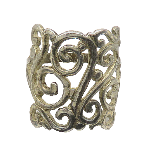 925 Sterling Silver  Vintage Dark Tone Open Swirl Band Ring Sz 8  RG18639
