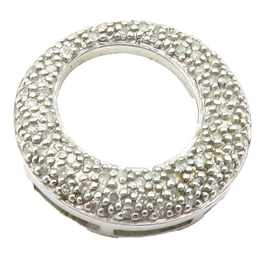 925 Sterling Silver  Genuine Diamonds Open Circle Slide Pendant  PT9728