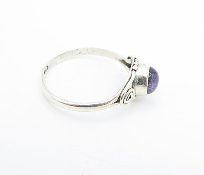 925 Sterling Silver  Cabochon Cut Amethyst Swirl Solitaire Ring Sz 7.5  RG8034