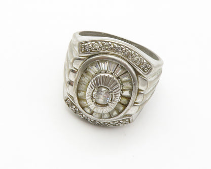 925 Silver  Vintage Victorian Cubic Zirconia Dome Cocktail Ring Sz 12  RG14607