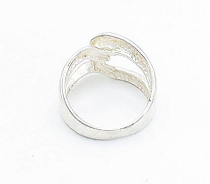 925 Sterling Silver  Shiny Smooth Interlocked Design Band Ring Sz 7  RG5938