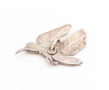 925 Sterling Silver Vintage Pendant Modernist Gothic Moth Motif Charm  PT26171