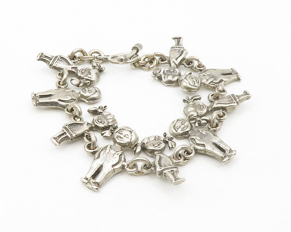 925 Sterling Silver  Vintage Boys & Girls Children Link Chain Bracelet  BT5211