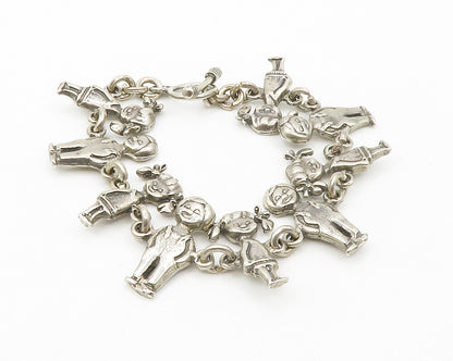 925 Sterling Silver  Vintage Boys & Girls Children Link Chain Bracelet  BT5211