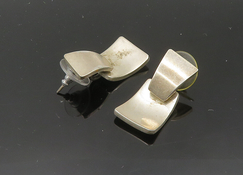 MEXICO 925 Sterling Silver  Vintage Shiny Smooth Linked Drop Earrings  EG10255
