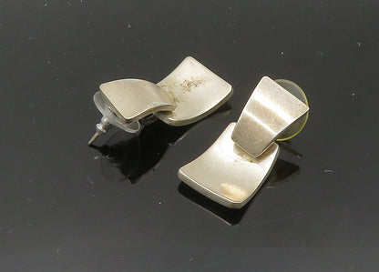 MEXICO 925 Sterling Silver  Vintage Shiny Smooth Linked Drop Earrings  EG10255
