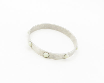 GERARD YOSCA 925 Silver  Vintage Cabochon White Onyx Bangle Bracelet  BT6977
