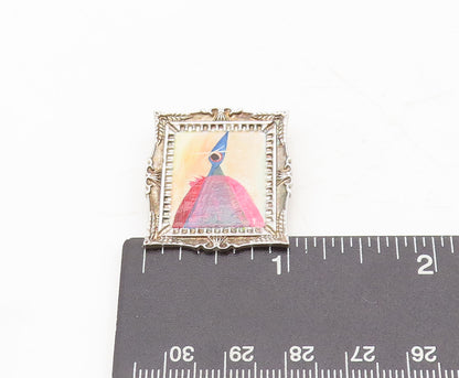 925 Sterling Silver Vintage Pendant Swirly Carved Teng Teng Microcosm  PT22480