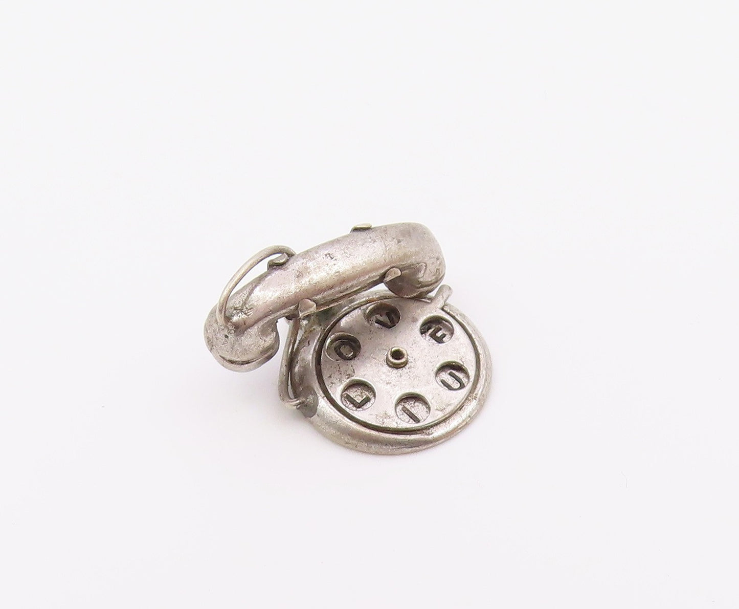925 Sterling Silver  Vintage Petite Old Fashioned Telephone Pendant  PT18386
