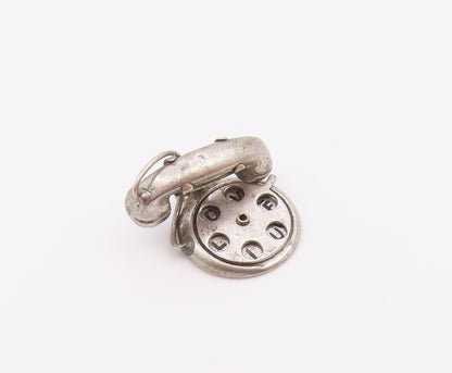 925 Sterling Silver  Vintage Petite Old Fashioned Telephone Pendant  PT18386