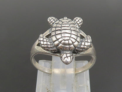 925 Sterling Silver  Vintage Baby Sea Turtle Split Frame Ring Sz 6  RG25125