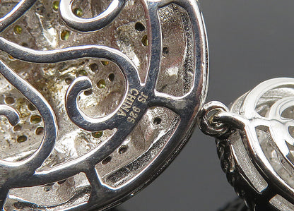 925 Sterling Silver  Vintage Genuine Yellow Diamonds Dangle Earrings  EG10501