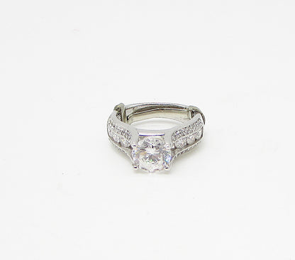 925 Sterling Silver  Faceted White Cubic Zirconia Band Ring Sz 6  RG3250