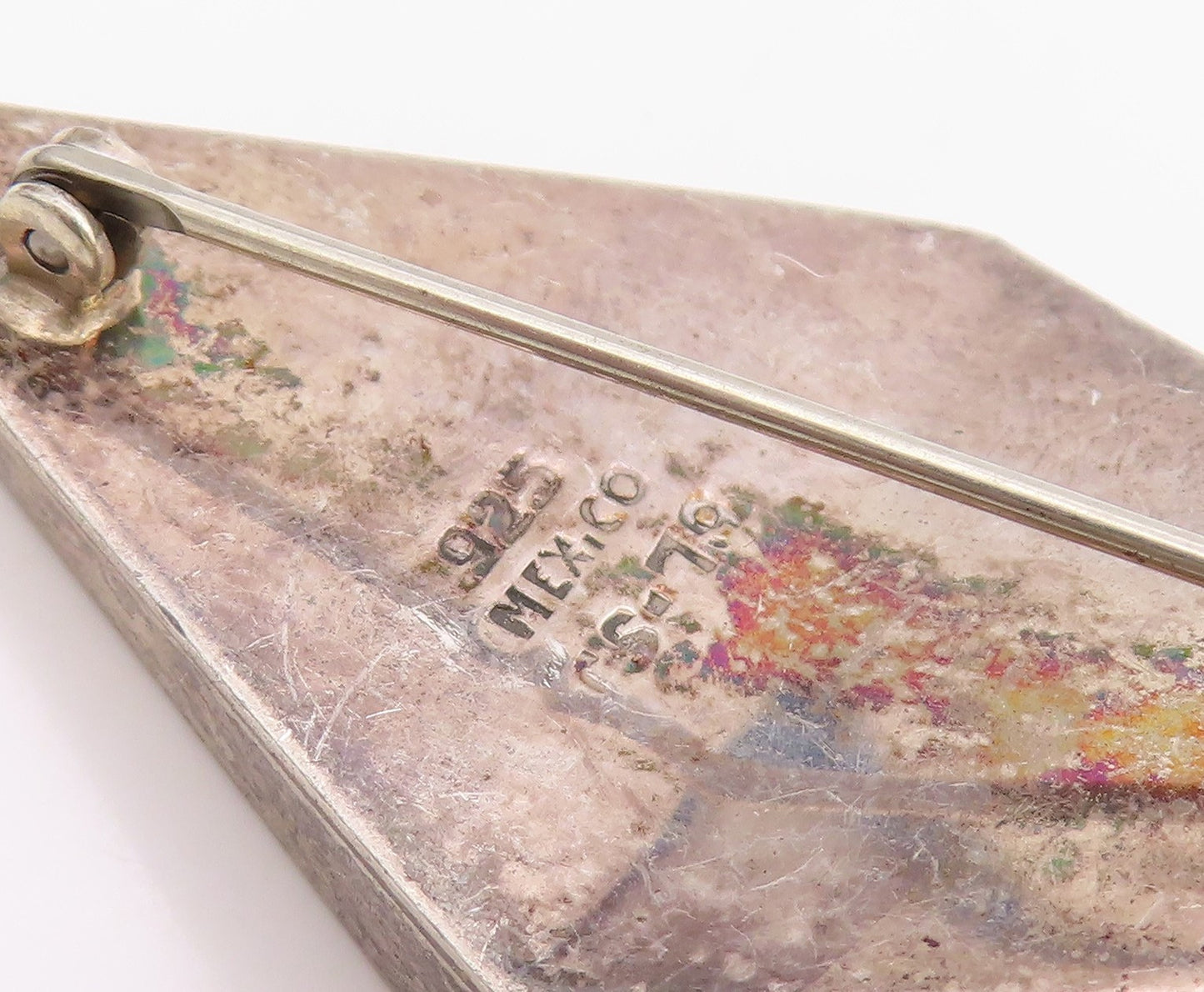 925 Sterling Silver Vintage Brooch Pin MEXICO Solid Geometric Sculpture  BP12190