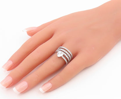 925 Sterling Silver Vintage Ring CZ Spiral Coil Love Heart Band  Sz 7  RG35930