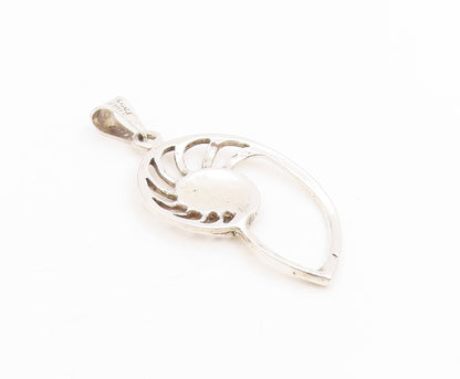 925 Sterling Silver Vintage Pendant Openwork Nautilus Shell Design Charm PT25287