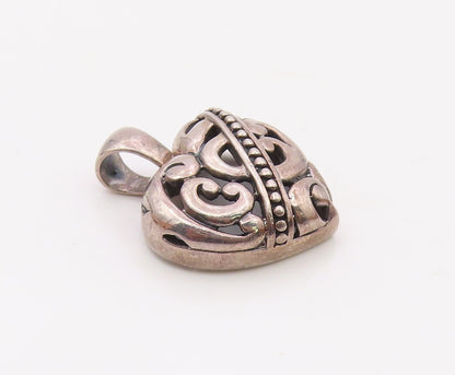 925 Sterling Silver  Vintage Swirl Detail Open Love Heart Pendant  PT19890
