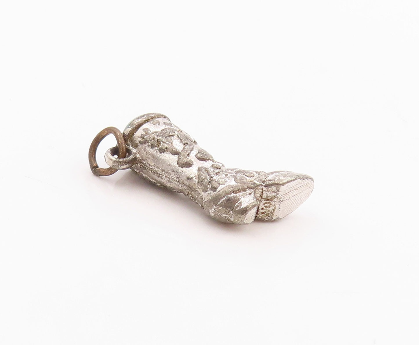 925 Sterling Silver Vintage Pendant Turquoise Floral Cow Boy Boot Charm  PT24756