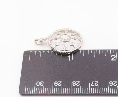 925 Sterling Silver  Vintage Genuine Diamonds Snowflake Motif Pendant  PT19468