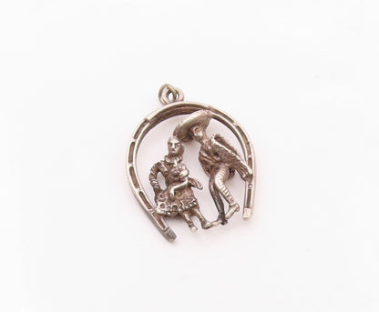 925 Sterling Silver  Vintage Dark Tone Dancing Couple Motif Pendant  PT15637