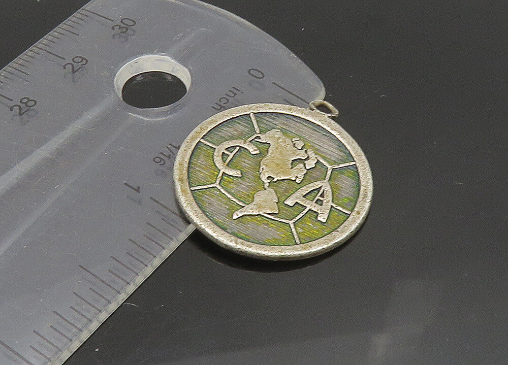 925 Sterling Silver  Vintage Dark Tone CA Initials Map Pendant  PT19438