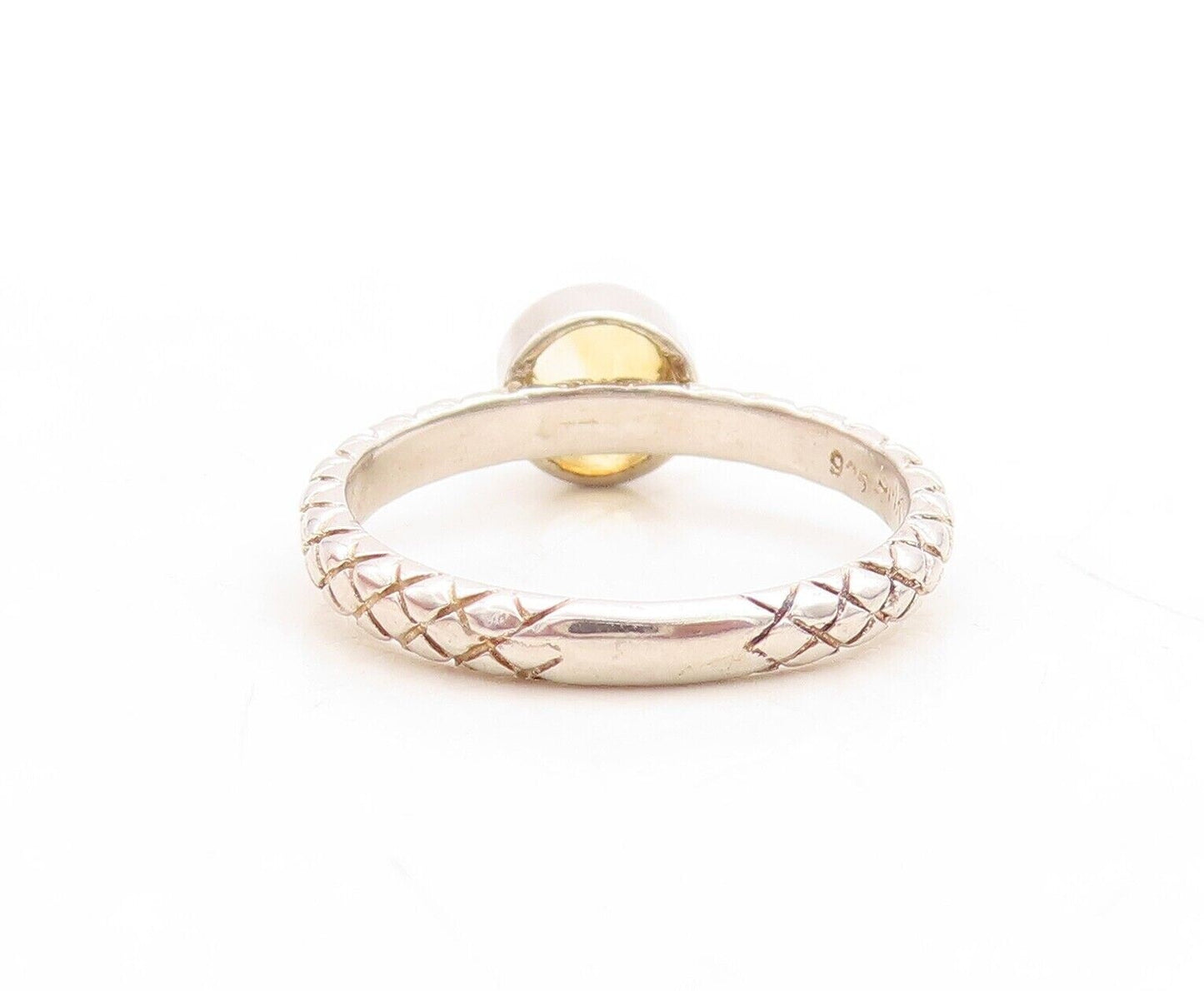 925 Sterling Silver Vintage Ring Round Cut Stackable Citrine  Sz 5.5  RG30080