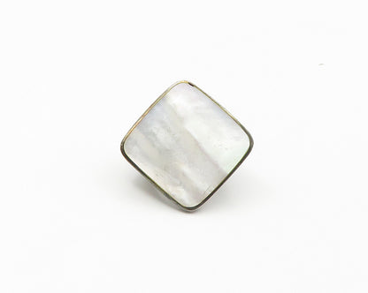 925 Sterling Silver  Vintage Mother Of Pearl Square Cocktail Ring Sz 6 RG18319
