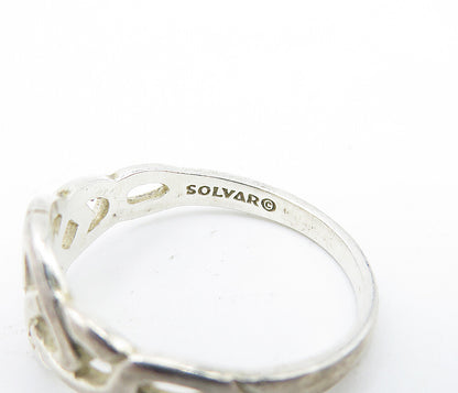 SOLVAR IRELAND 925 Silver  Vintage Shiny Celtic Knot Band Ring Sz 6  RG4166