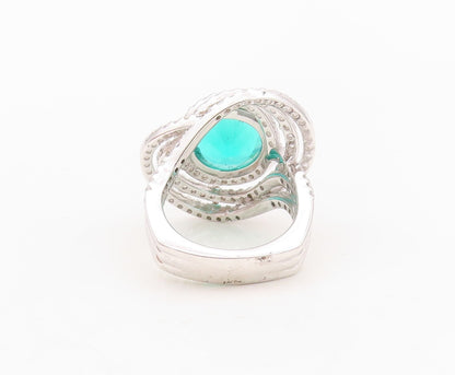 925 Sterling Silver Vintage Ring Designer Round Green Cutout Rings Sz 8 RG30149