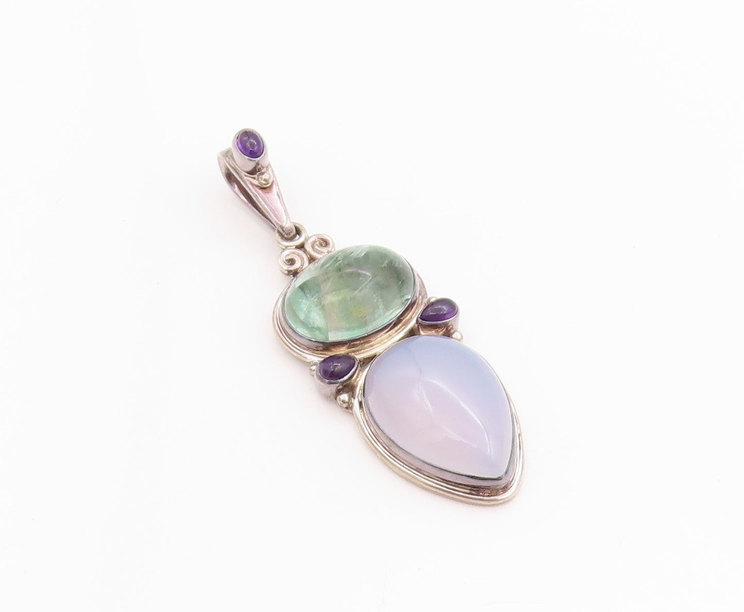 925 Sterling Silver Vintage Pendant SAJEN Large Cabochon Gemstones  PT24465