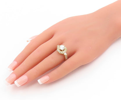 925 Sterling Silver Vintage Ring Gold Plated CZ Geometric Band  Sz 7  RG34725