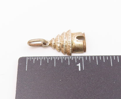 925 Sterling Silver  Vintage Petite Hut House Motif Pendant  PT18956
