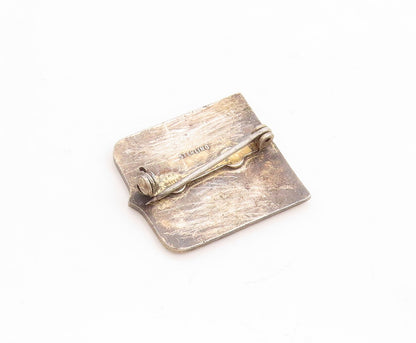 925 Sterling Silver Vintage Brooch Pin Minimalist Enameled Gun  BP11436