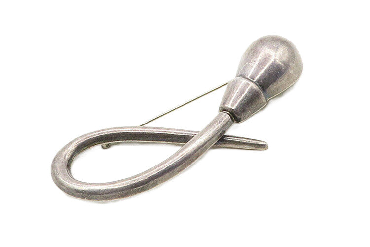 ZINA 925 Sterling Silver  Vintage Dark Tone Hollow Modernist Brooch Pin BP7513