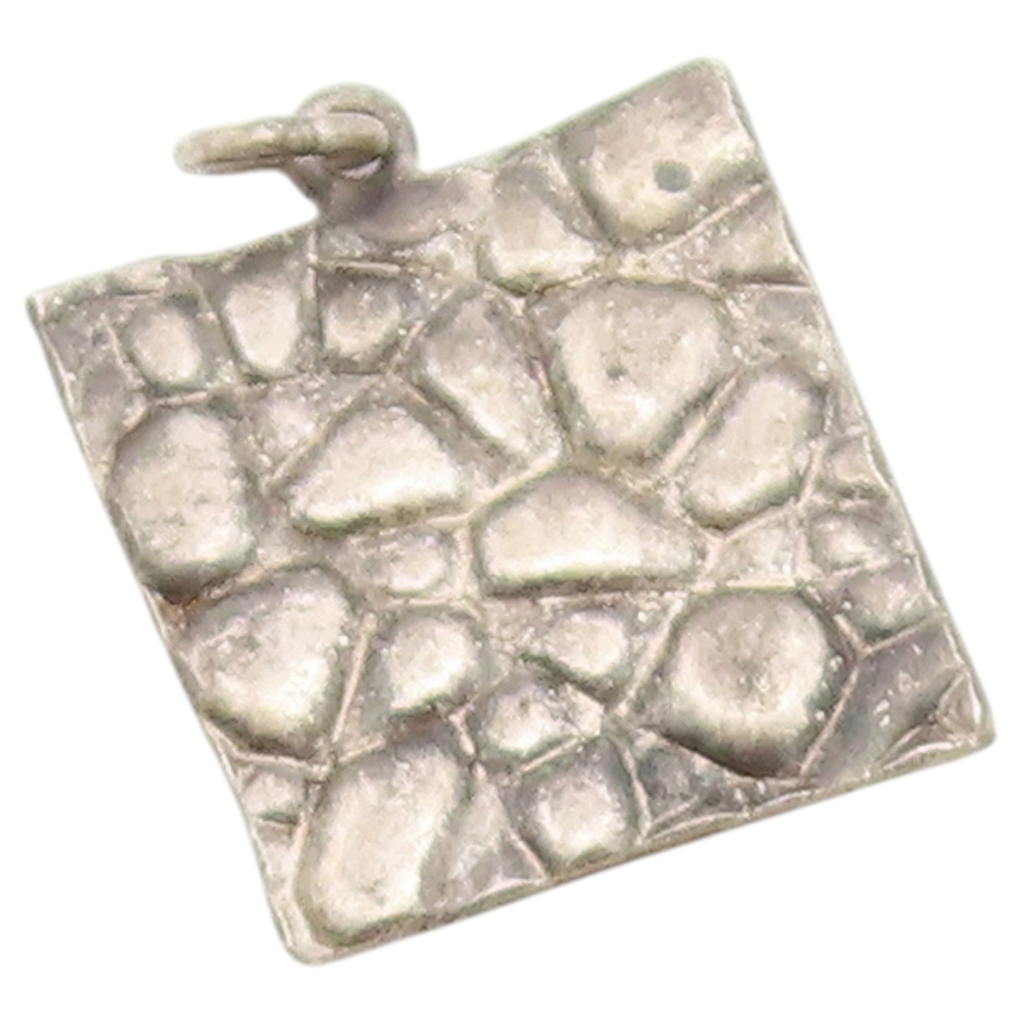 925 Sterling Silver Vintage Pendant Textured Two Tone Grandma Charm  PT26564