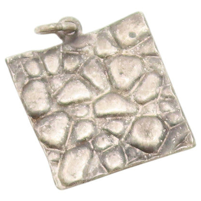 925 Sterling Silver Vintage Pendant Textured Two Tone Grandma Charm  PT26564
