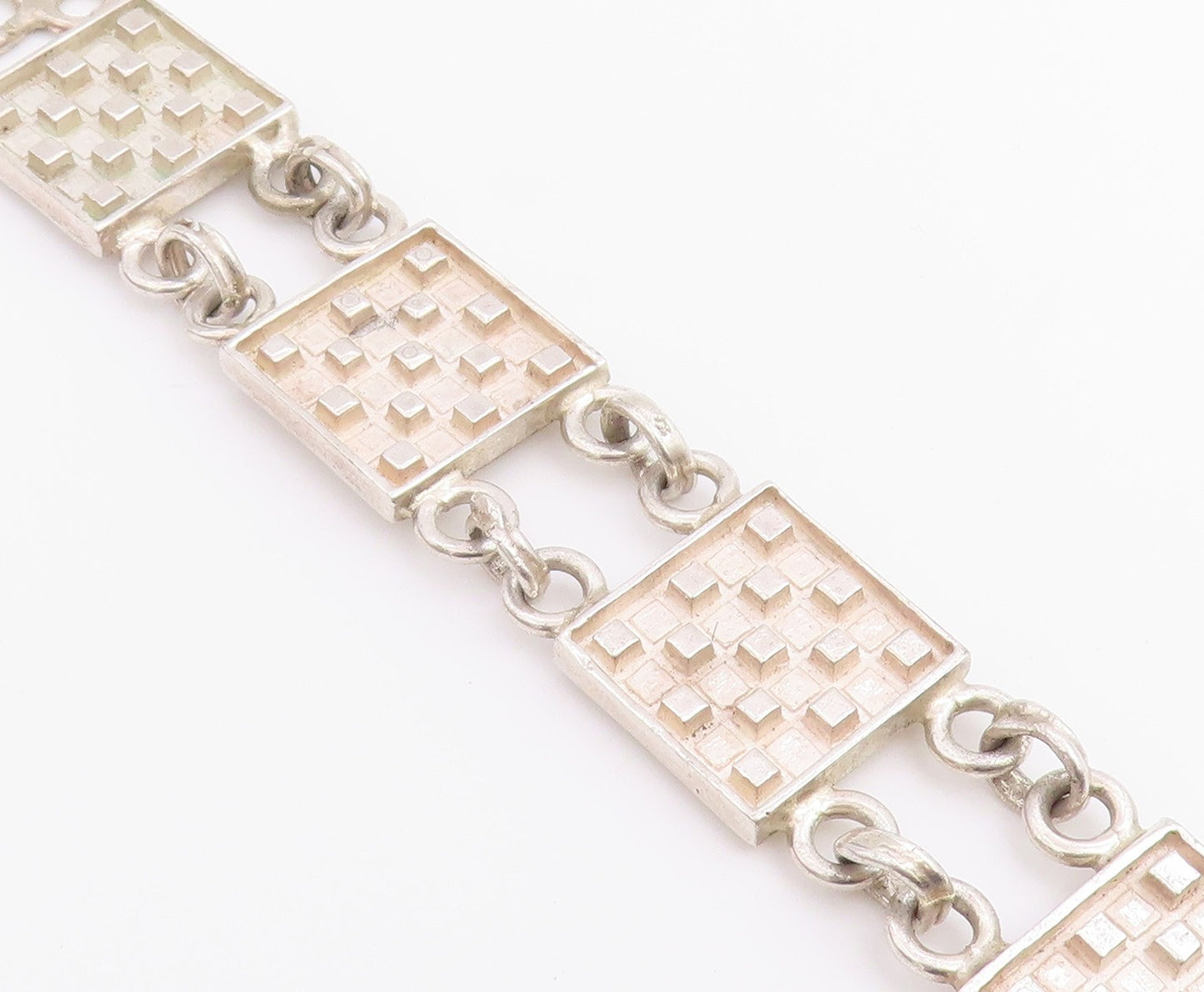 925 Sterling Silver Vintage Bracelet Modernist Geometric Square Link  BT12210