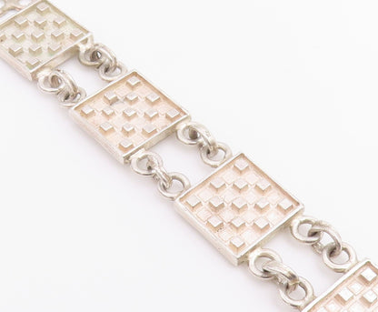 925 Sterling Silver Vintage Bracelet Modernist Geometric Square Link  BT12210