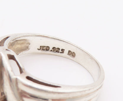 925 Sterling Silver Vintage Ring Solid Carved Drop Cut CZ  Sz 6.5  RG28307