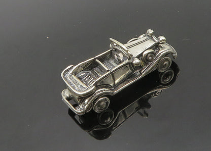 925 Sterling Silver  Vintage Shiny Old Fashioned Toy Car (SPINS)  TR2750