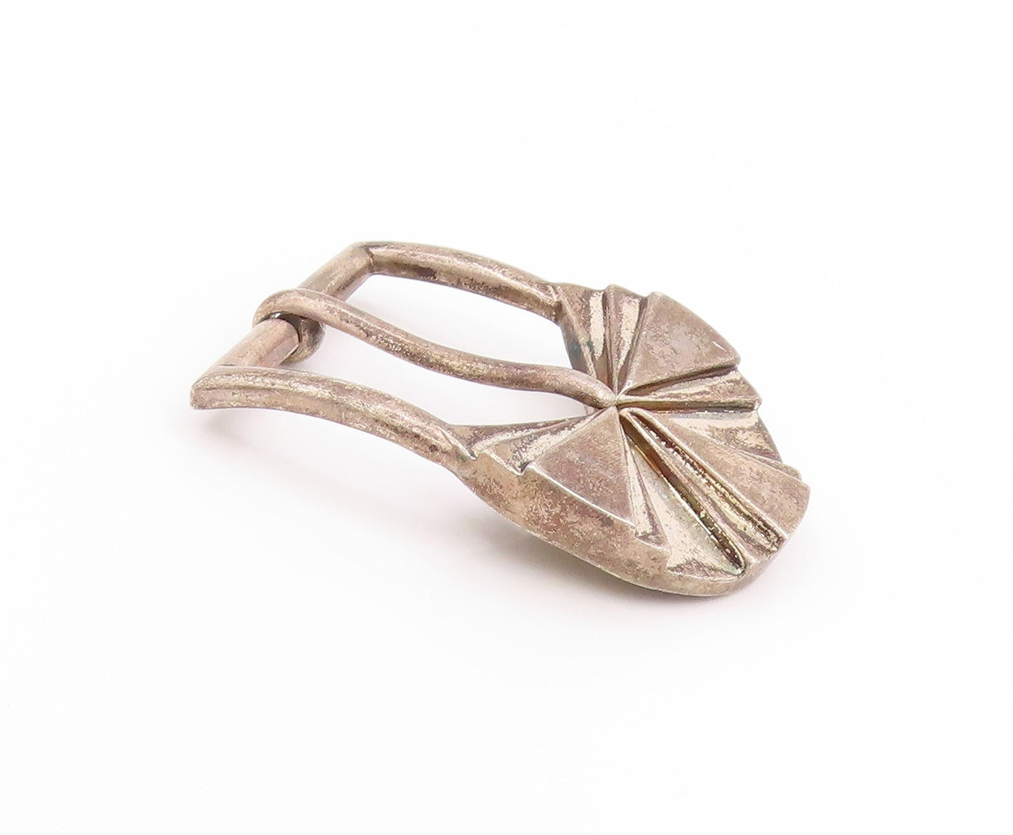 925 Sterling Silver Vintage Belt Buckle LUC BENOIT Geometric Fan Carved   TR4004