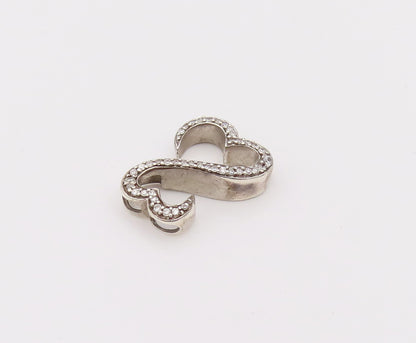 925 Sterling Silver Vintage Two Swirly Infinity Diamond Heart Pendant PT22031