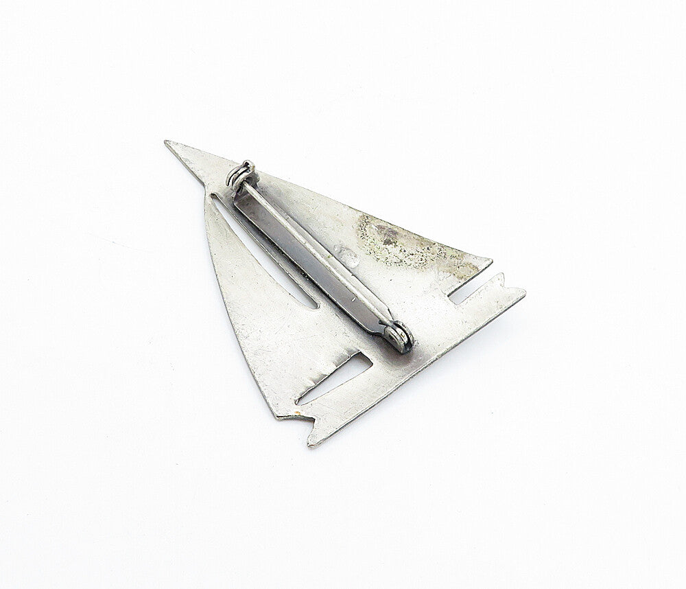 925 Sterling Silver  Vintage Antique Chai Life Hebrew Boat Brooch Pin  BP1283