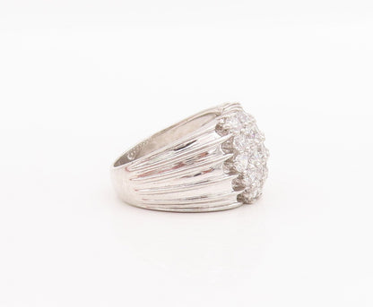 925 Sterling Silver Vintage Ring Solid Domed Grooved CZ Inlay  Sz 6  RG28685