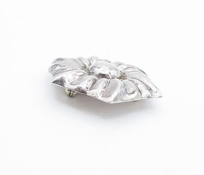 925 Sterling Silver  Vintage Shiny Hollow Flower Motif Brooch Pin  BP1615