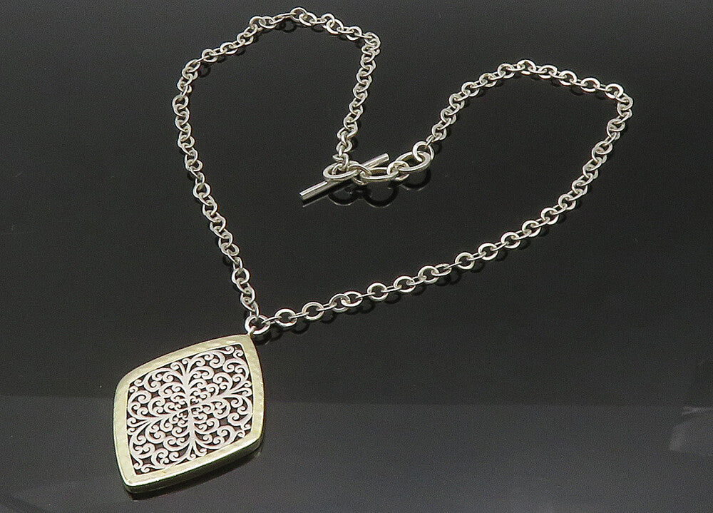 LOIS HILL 925 Silver  Vintage Shiny Two Tone Swirl Chain Necklace  NE3578