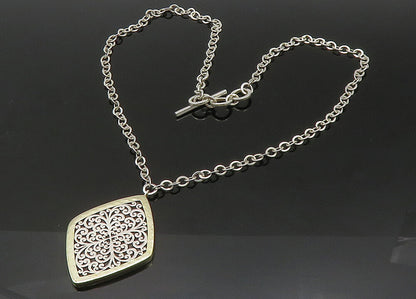 LOIS HILL 925 Silver  Vintage Shiny Two Tone Swirl Chain Necklace  NE3578